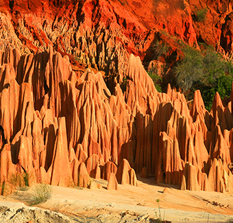 image du parc de Tsingy de Bemaraha qui est issus de dépôts de calcaires karstiques qui se sont formés il y a plus de 200 millions d'années