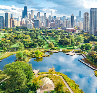 image avec vue d'en haut de tout central park et des buildings de New York