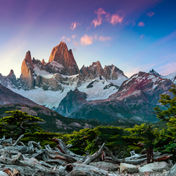 image lors d'un couché de soleil de la patagonie en argentine